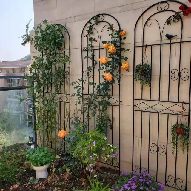 50X180Cm Szőlő Növények Virágmászó Rácsos Tartókeret Fémkerti Virágok Támogató Keret Éles Végekkel Rozsdamentes