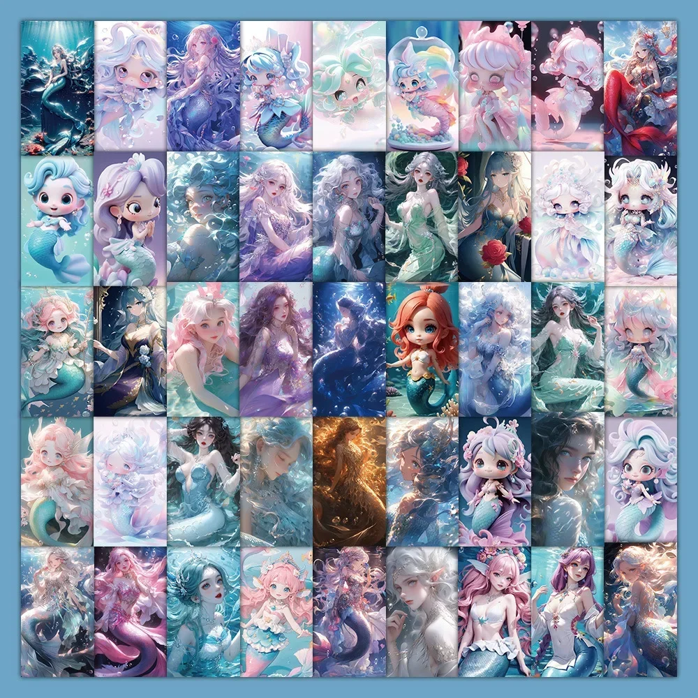 10/60pcs Anime Mermaid Stickers Stationery Laptop Diy Girl Sticker Scrapbooking Supplies Vintage Toys Hand Account decal gifts