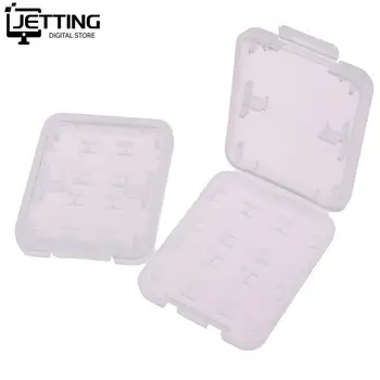 2Pcs 8 In 1 Transparent Hard Micro SD SDHC TF MS Memory Card Storage Box Protector Holder Hard Case Memory Card Storage Box