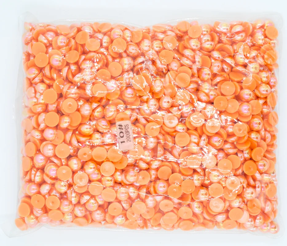 Bulk Package 2-12mm Jelly Gold Hematite Flat back ABS round Half Pearl beads, imitation plastic half pearl beads
