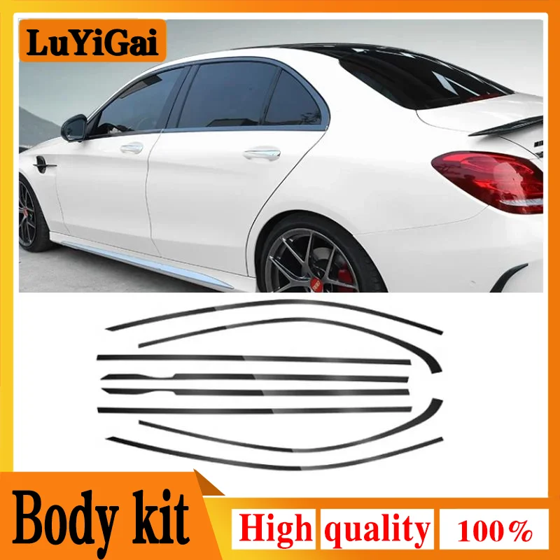 Car Styling black Window Sequins Decoration Cover Trim For Mercedes Benz 4-door W205 2015- Auto Accessories