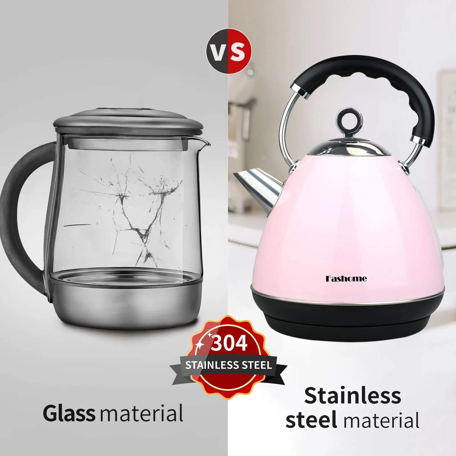 Large Capacity 1.7L Electric Kettle Stainless Steel Durable Rust-resistant Safe Auto Shut-off Kitchen Appliances 120V/1500W 5