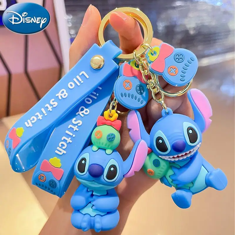 Cute Stitch Silica Gel Keychains Cartoon Lilo & Stitch Anime Keyholder  Disney Pendant Keyrings for Bag Hanging Jewelry Gifts