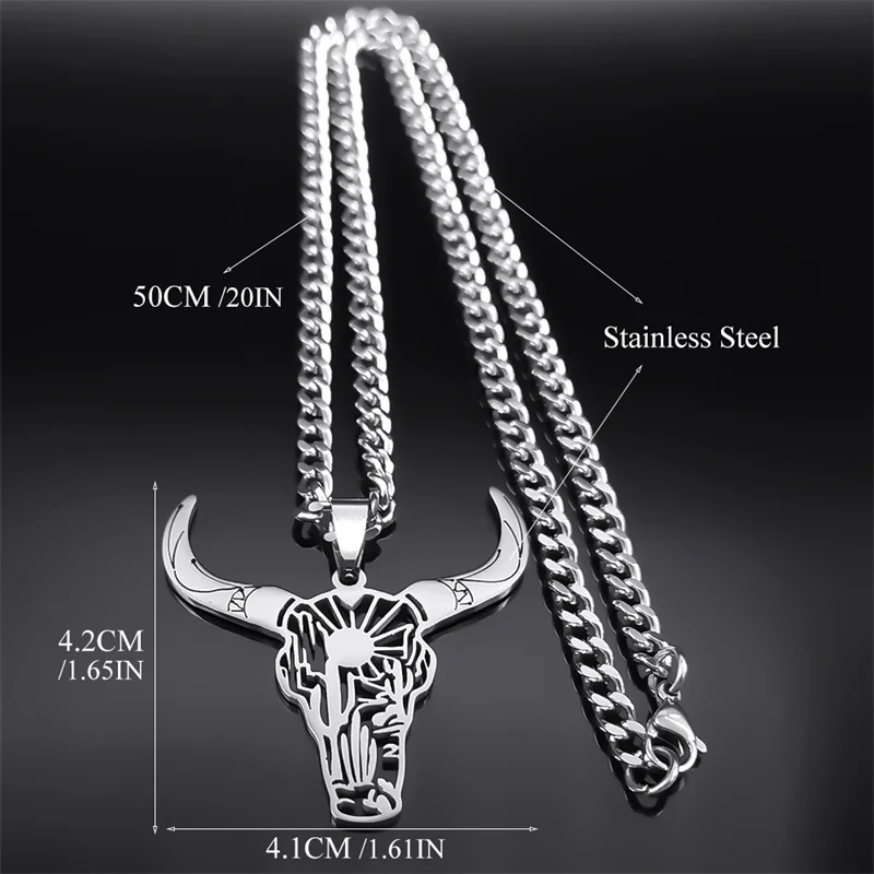 Collana con ciondolo a forma di testa di toro in argento sterling fuso - Italia