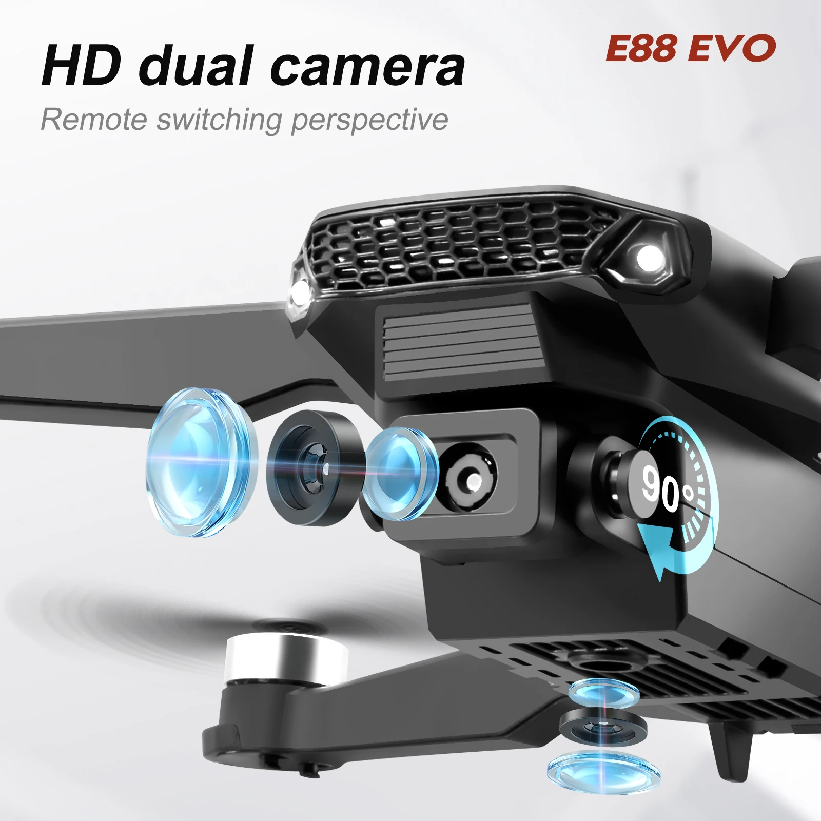 업그레이드 드론 브러시리스 모터, 4K HD 카메라, WiFiFPVRC360 ° 프리 롤오버, 접이식 항공 사진 헬리패드, E88EVO