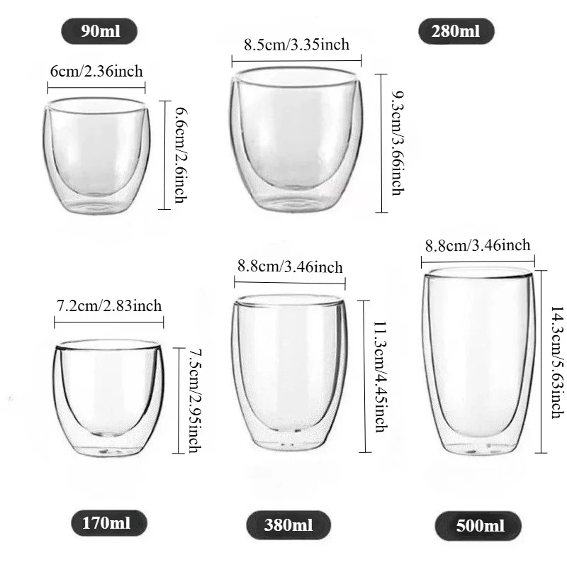 Double Wall Insulated Glass Cup Clear Espresso Coffee Beer Tea Milk Whiskey Drinkware Handmade
