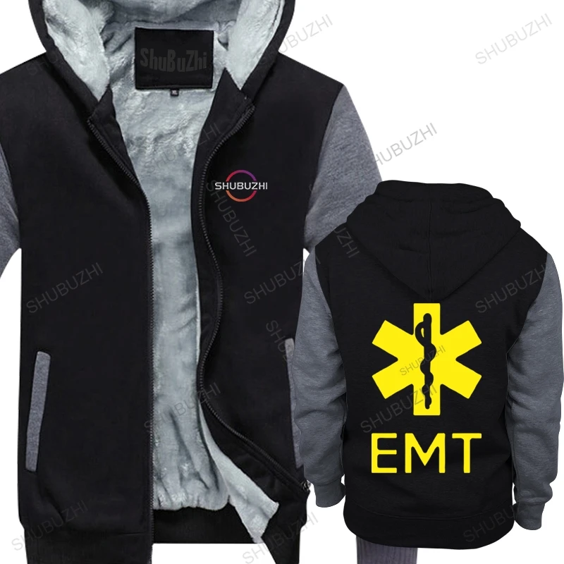 

Men's fleece hoodie Cotton Emt Paramedic Emergency Medical Services Front & Back Men's cotton zipper hooded jacket pullover