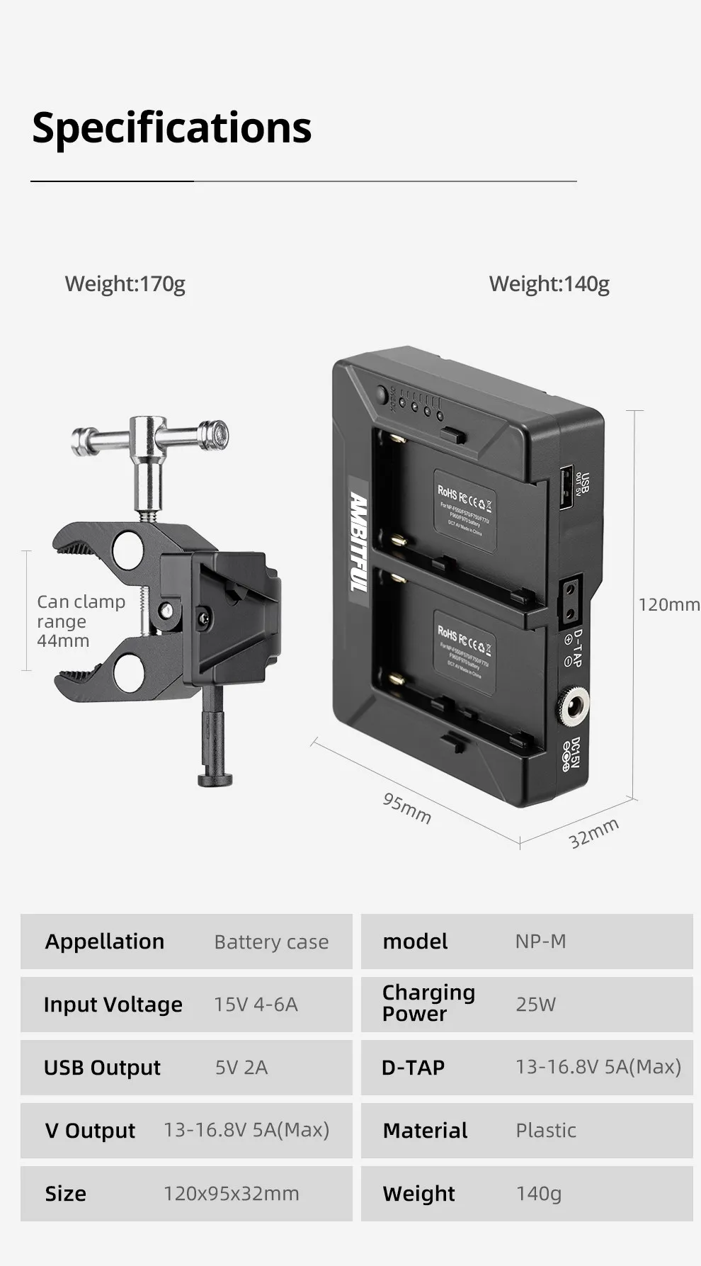 Description Picture 6 of itemAMBITFUL Battery Case Remote Control and for AMBITFUL FL80 FL80RGB FL80 RGB LED Light