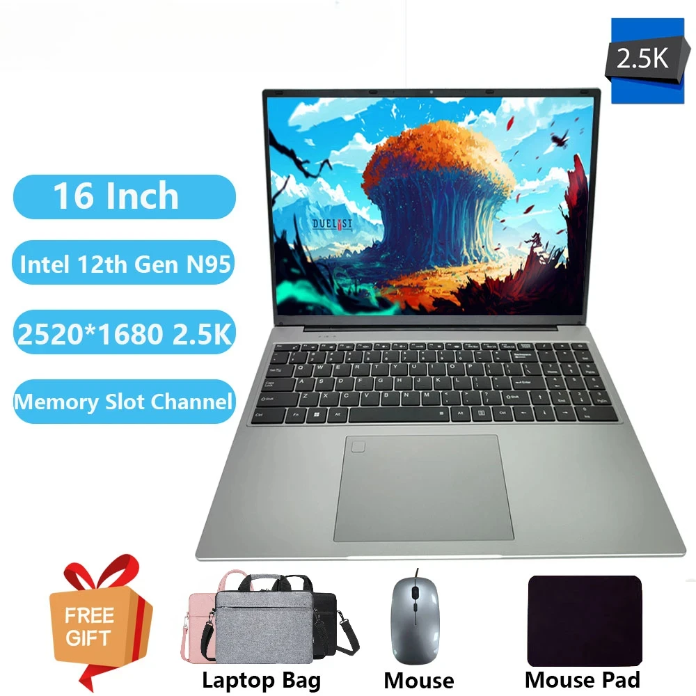 Greatium Xu160 Laptop Da Gioco Windows 11 Notebook Netbook 16 "2.5K Ultra 12Th Gen Intel Alder N95 32Gb Ddr4 2Tb Wifi Ultrabook