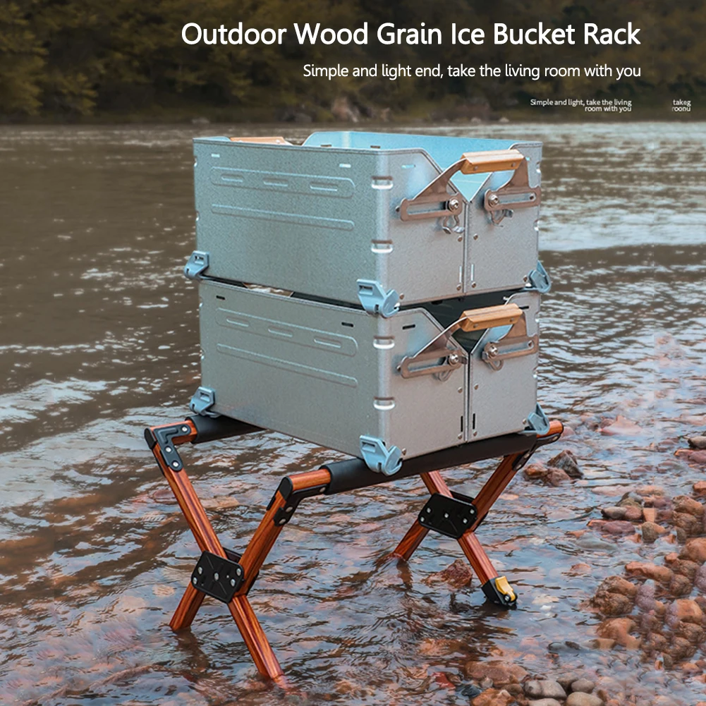 Folding Ice Bucket Rack Aluminum Alloy Camping Folding Cooler Stand Accessories for Outdoor Camping Hiking BBQ Picnic