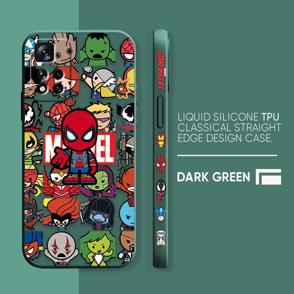 thumbnail image 1 of Case For Redmi Note 12 11 11T 11R 9 9S 8 7 7S PRO PLUS 4G 5G Simple Liquid silicone Case Marvel Cartoon Iron Spider-Man Poster, 1 of 5