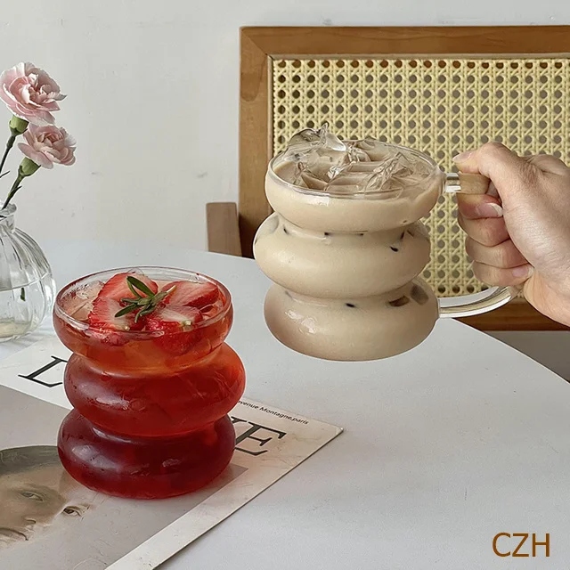 Wave Shape Borosilicate Layered Glass Cup Drinking Glass For Dessert Dinner Fruit Juice Hot Chocolate Milk 450Ml 18 Wave Shape Borosilicate Layered Glass Cup Drinking Glass For Dessert Dinner Fruit Juice Hot Chocolate Milk 450Ml