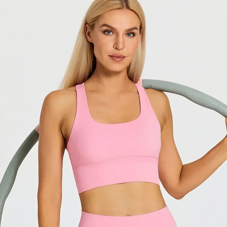 Lemon Longline Sports Bras Vest Top Women Padded Criss Cross Fitness Yoga Bras Gym Workout Bras Exercise Athletic Brassiere
