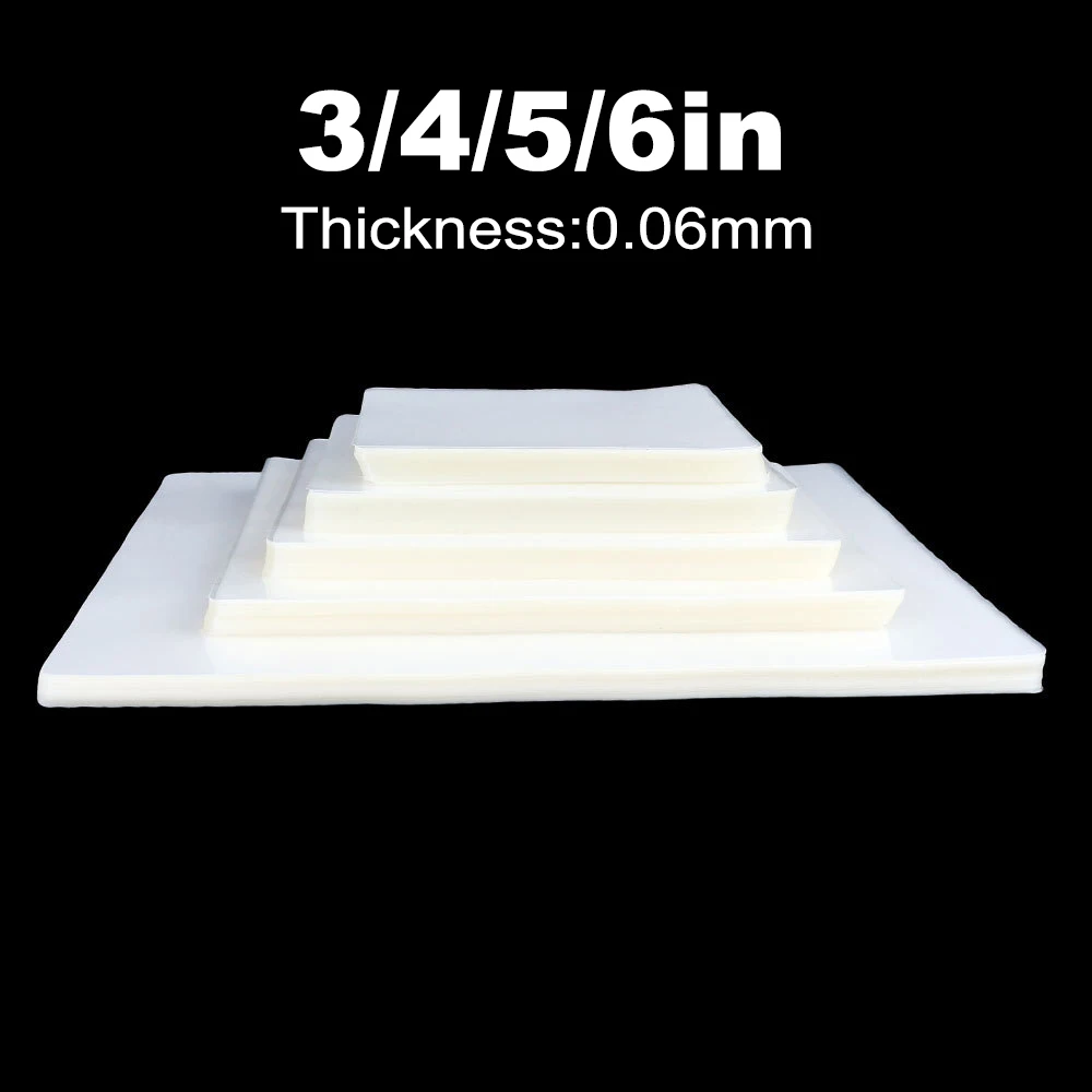 0.06mm plastic coated plastic film 3/4/5/6 inch protective film paper photo card ID 100 sheets/set
