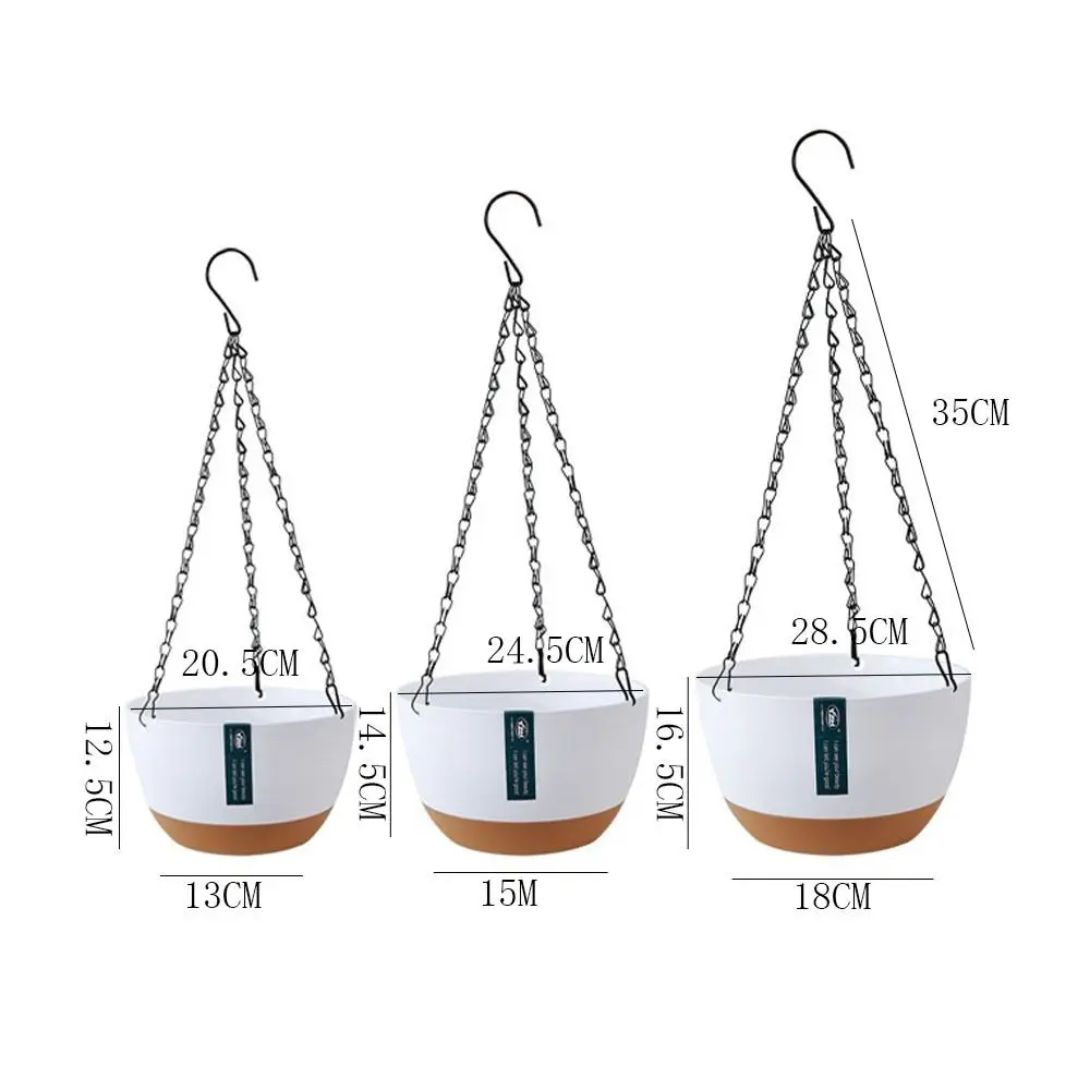 Description Picture 3 of itemWith Drainage Hole Baskets Self-Watering Hanging Planters Hanging Thickened Chain Plant Pot Removable Tray Flower Pots