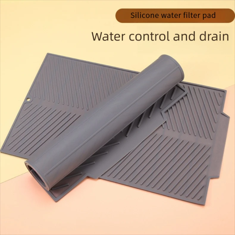 Food Grade Silicone Water Filter Pad Dish Fruit Vegetable Drain Drying Mat Non-slip Tableware Mat Heat-Resistant Kitchen Tool