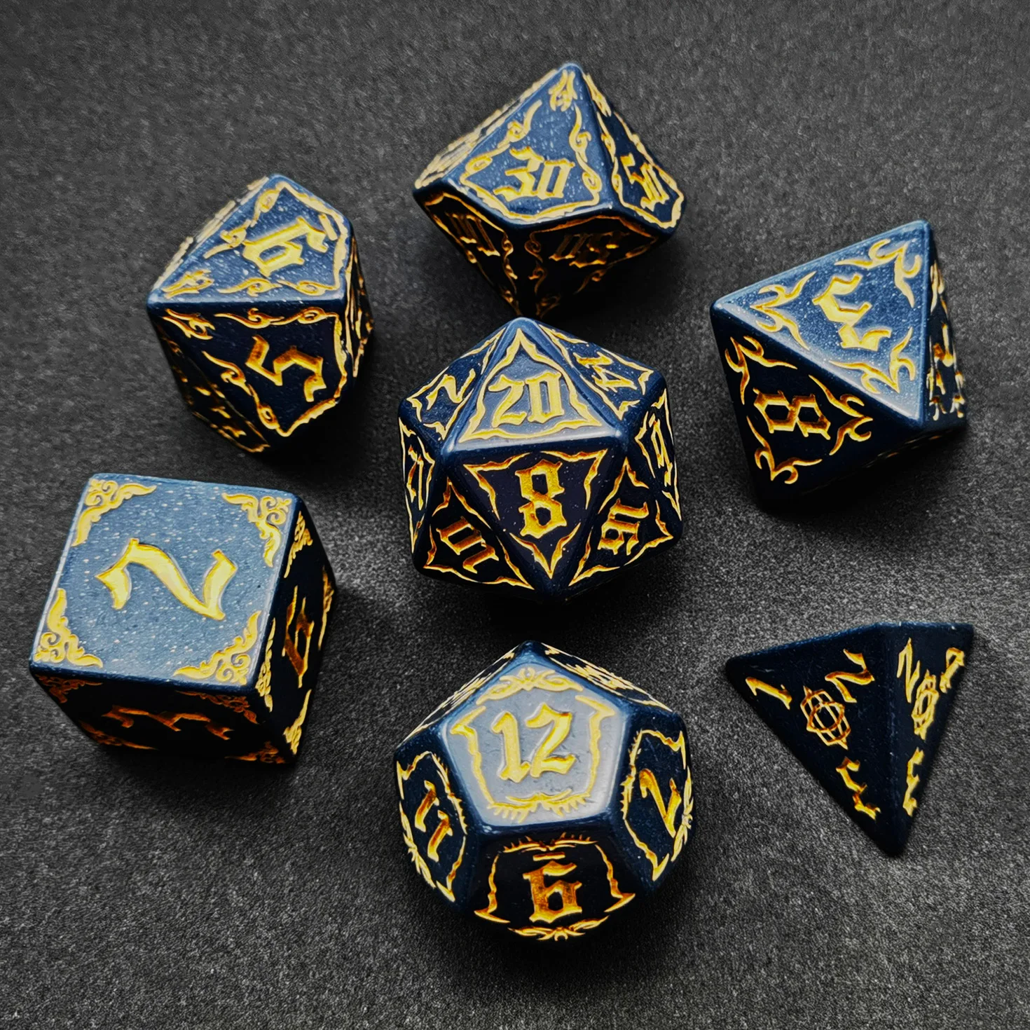 Bescon Giant Fire-Patterned DND Dice Set 1 Inch (25MM) , Oversized D&D Dice Set for Dungeons and Dragons Role Playing Games 3