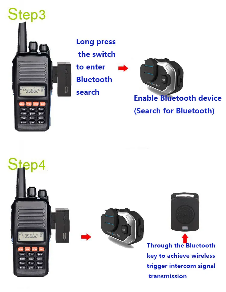 Walkie Talkie Bluetooth Adapter for V8 V8S V9S Kado  Senna 30K  50K Lexin  AIRIDE G5 G6 Schuberth C4 and other helmets