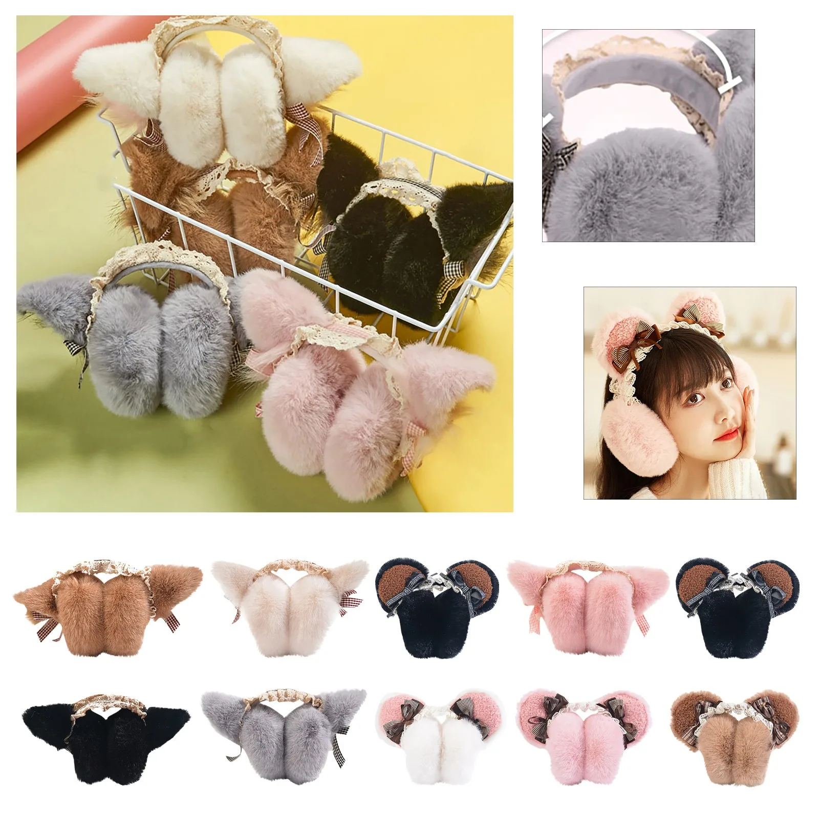 

Winter Ear Warmer Earmuffs Soft Warm Unicorn Ears Cover Foldable Plush Winter Cute Cat Headband Warm Antifreeze Plus Velvet