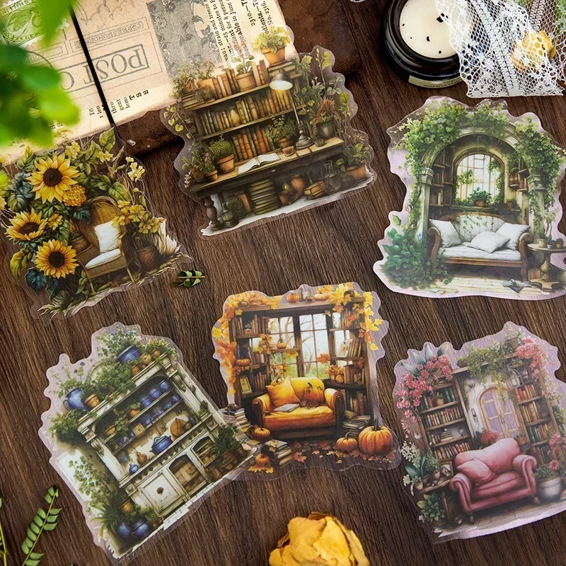 10Pcs PET Piecemeal Corner Card Retro Flowers Fragmented Landscaping Vintage Flower Layout Dream Love House Handbook 130*90MM