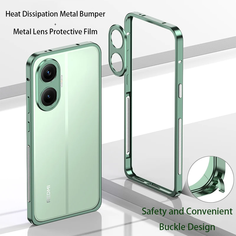 Sleek Metal Bumper Phone Case with Cooling Aluminum Alloy Frame