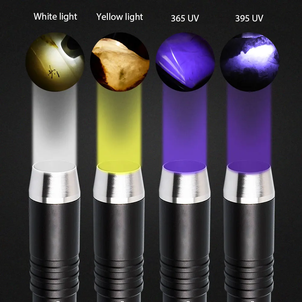 UV Led Flashlight Ultraviolet 365nm/395nm UV White Yellow 3 LEDs Lanterna Jade Jewelry Money Identification Pet Stains Marker led flashlights led torch light led flashlight uv flashlight