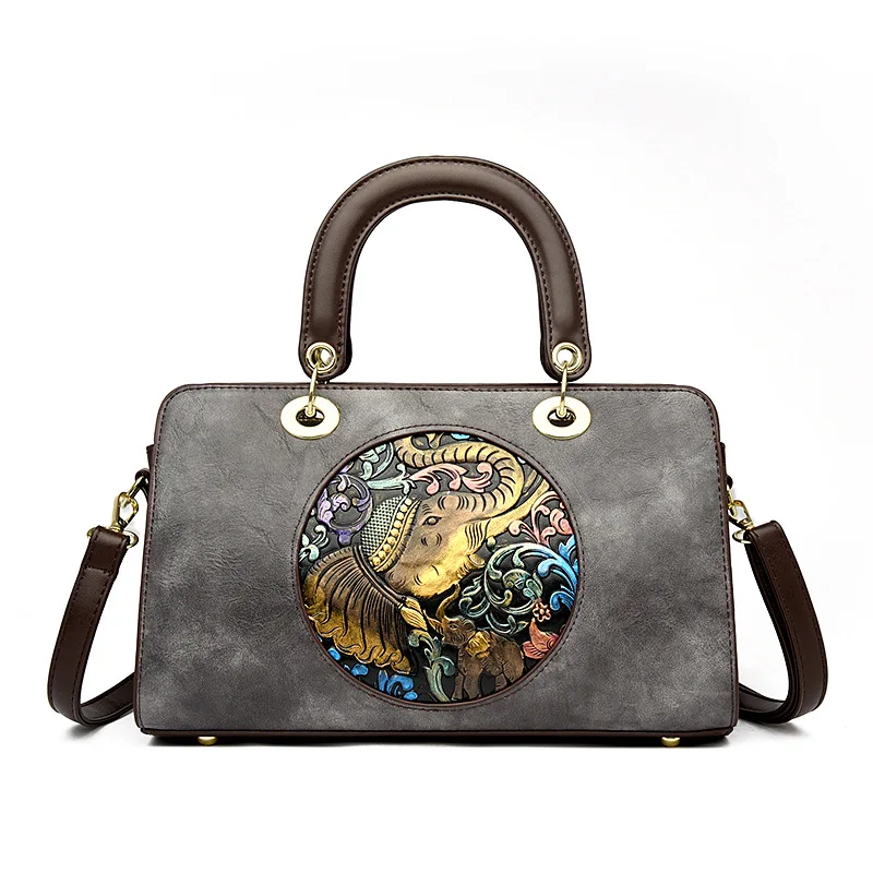 Women's Handbag Women's 2023 New Literature and Art National Style Fashion Embossed Mother's Bag Fashion One Shoulder Crossbody