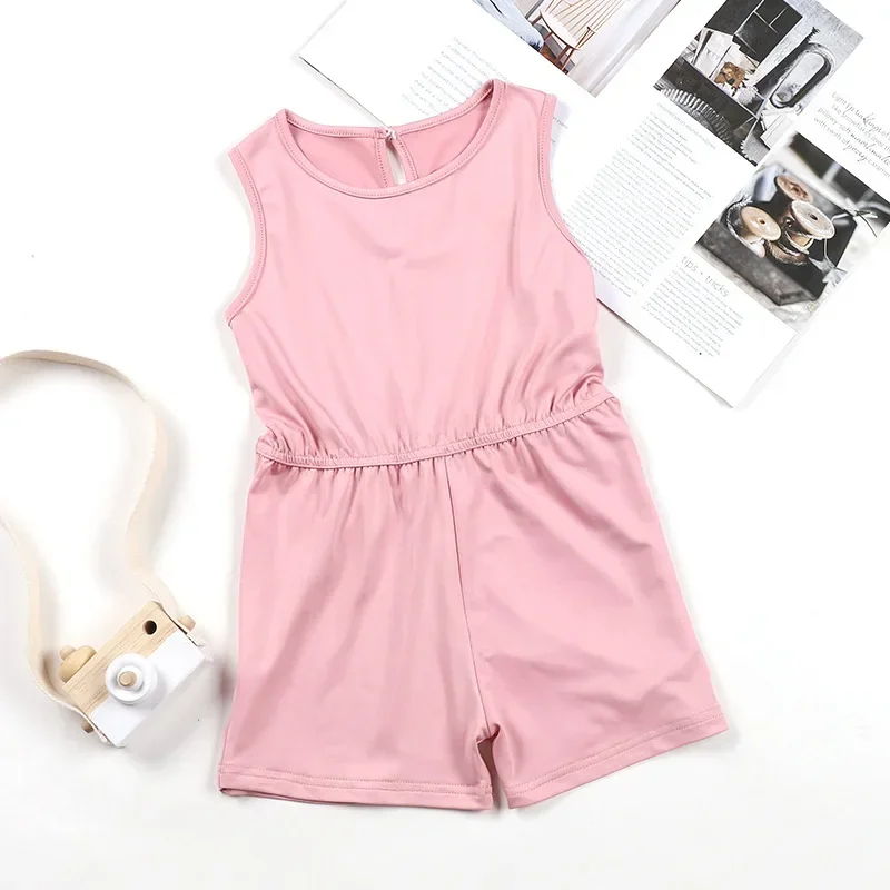 

Kids Girl Summer Jumpsuit Solid Child Romper Summer Outfit Clothes For Children From 3 To 7 Years