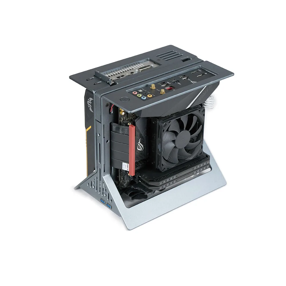 Tutto In Alluminio Metallo Itx Pc Chassis Mini Desktop Cpu Gpu Flex 1U Alimentatore Maniglia Portatile Computer Gaming Case Rack Verticale