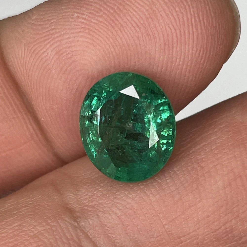 Emerald Gemstones Jewelry Natural Gemstones 5.15ct Very Green Oval Ring Pendant Earring Emerald Bead Kkit For Jewerly Making