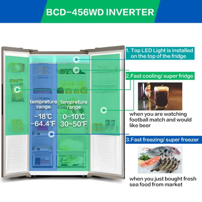 Home Wholesale Factory Smart Fridge for Home French Doors Large Capacity Integrated Refrigerator 2