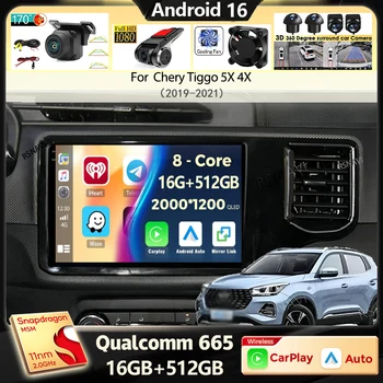 Autoradio Android 16 Carplay per Chery Tiggo 5X 4X 2019 2020 2021, Lettore Multimediale Video, Navigazione GPS, Stereo Audio DSP