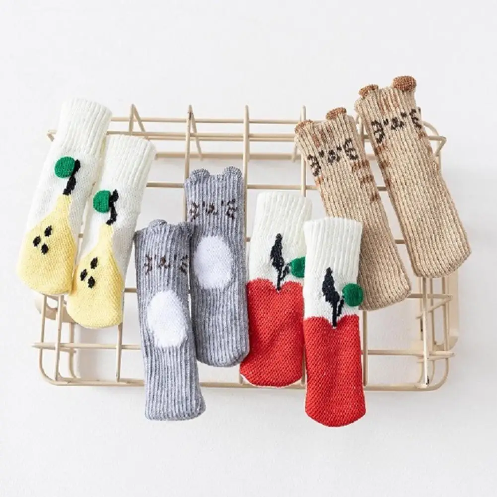 4Pcs/Set Table Leg Cover Thickened Noise Reduction Acrylic Fiber Knitted Door Handle Chair Foot Sock for Household |