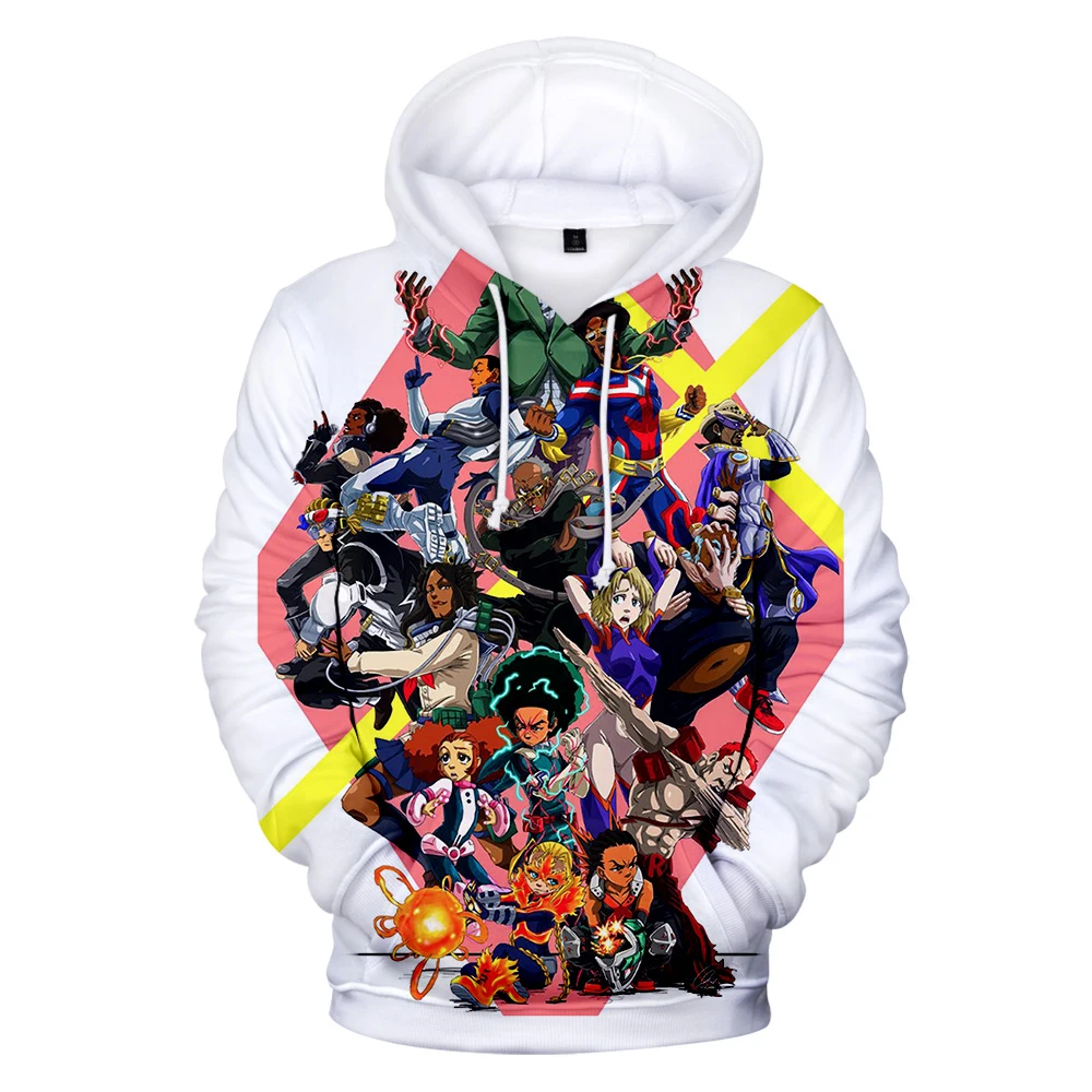Men's and Women's 3D Printed The Boondocks Hoodie Long Sleeve Sweatshirt Casual Harajuku Street Neutral Oversized Hoodie
