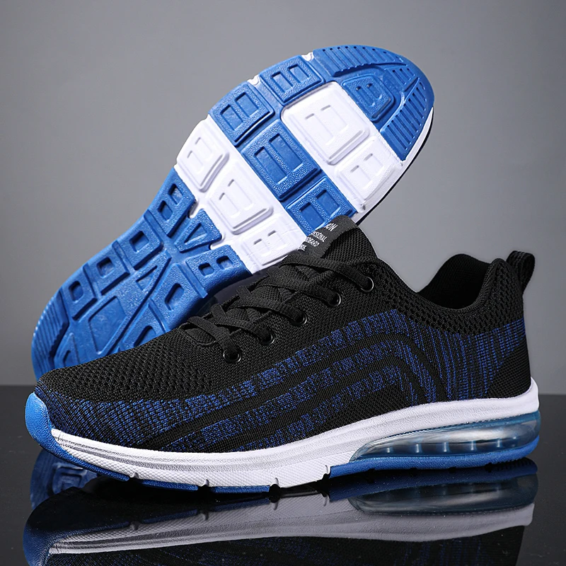 

Men Running Shoes Stable and Supportive Running Shoes Air Cushion Knitted Vamp Sneakers Soft Elastic Sole Sports Shoes