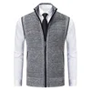 #4869 Autumn Winter Knitwear Sweater Vest Men Zipper Stand Collar Solid Color Outerwear Knitted Vest Man Cardigan Waistcoat Warm 2