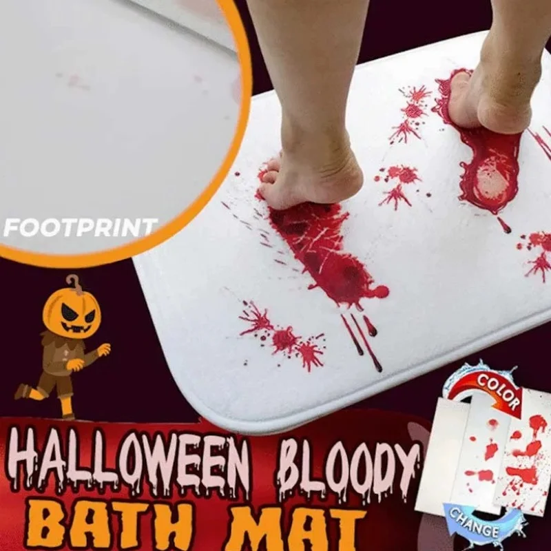 Floor Mat Bathroom Mat Absorbent Bathroom Mat Bathroom Floor Mat Bath Mat Anti Slip Mat 40X60Cm Blood Bath Mat Halloween Bath Mat Bloody Red Horrible Floor Home Bathroom Horror Blood Footprints Anti-Slip