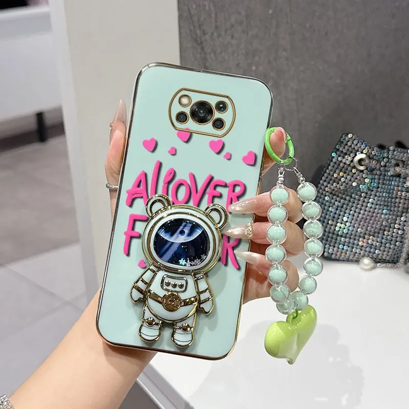 Pink Font Phone Case Set with Bead Lanyard and Stand - 3 Piece Bundle