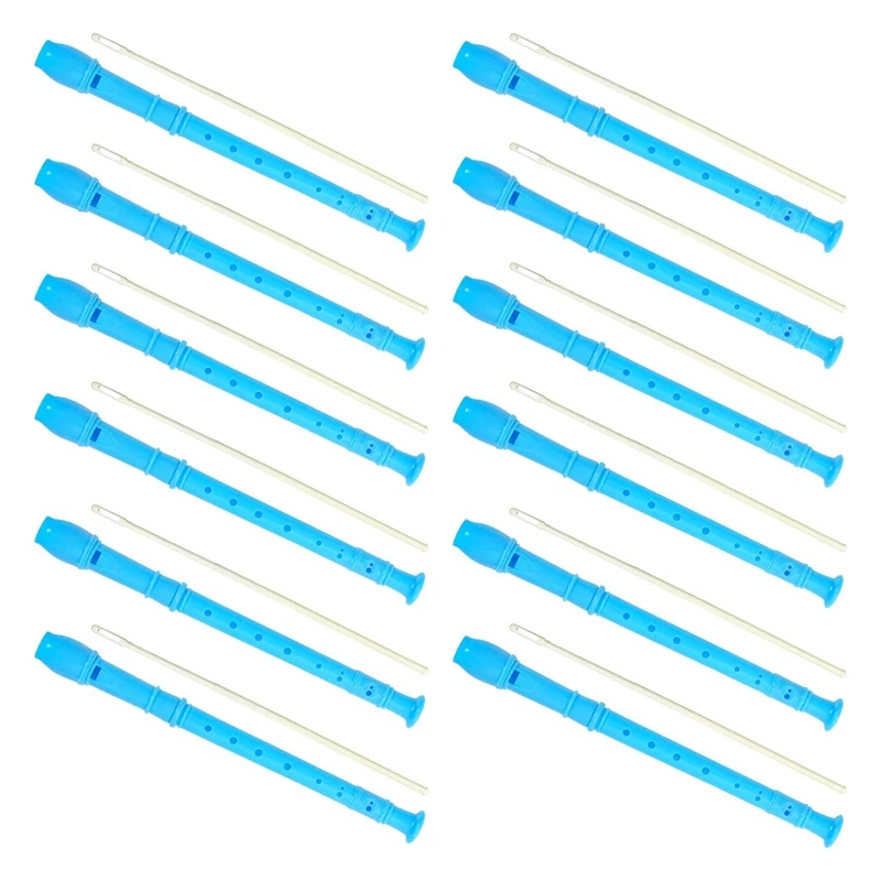 

12 Pack 8 Hole Soprano Recorders Descant Flute With Cleaning Rod German Style For Beginner Graduation Or Back To School Durable