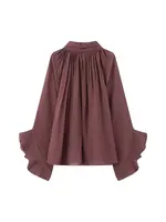 NLZGMSJ Bow DecorationLoose Long Sleeved Blouses For Women New Fashion Ruffle Edge Shirts and Blouses Woman Top - Image 3