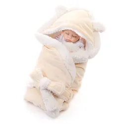 Cozy Velvet Fleece Baby Blanket - Soft Cotton Quilt Swaddle Wrap (Yellow)