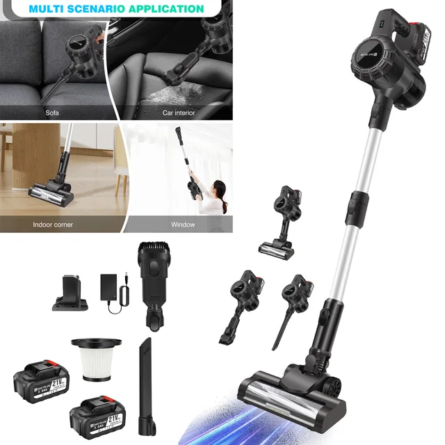 DayPlus Cordless Upright Stick Vacuum Cleaner,3 In 1 Wireles Handheld Vacuum Cleaner 130000RPM Brushless for Carpets, Hard Floor 1