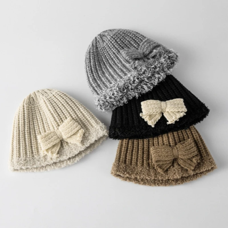 Winter Warm Children Fisherman Hat Kids Knitted Hat Girl Panama Cap Baby Basin Cap