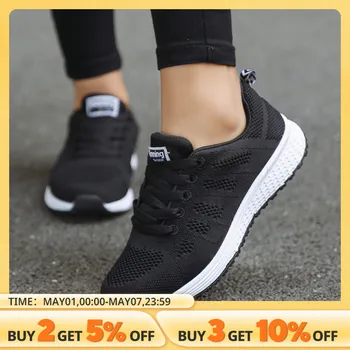 Femmes Chaussures Décontractées Mode Respirant Marche Maille FlatShoesSneakers Blanc Femme Chaussures