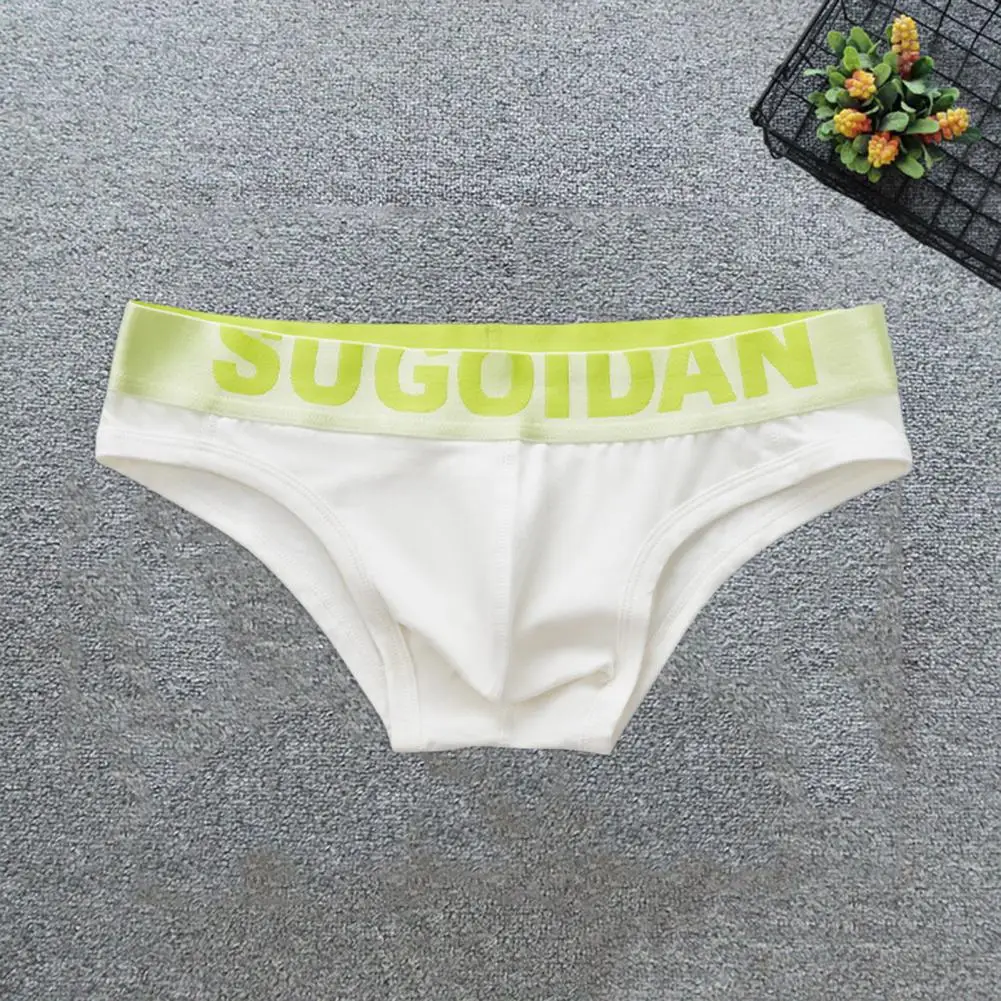 

Convex Bag Men Underwear Soft Breathable Low Waist Men's Briefs with U Convex Design Contrast Color for Comfortable Anti-septic