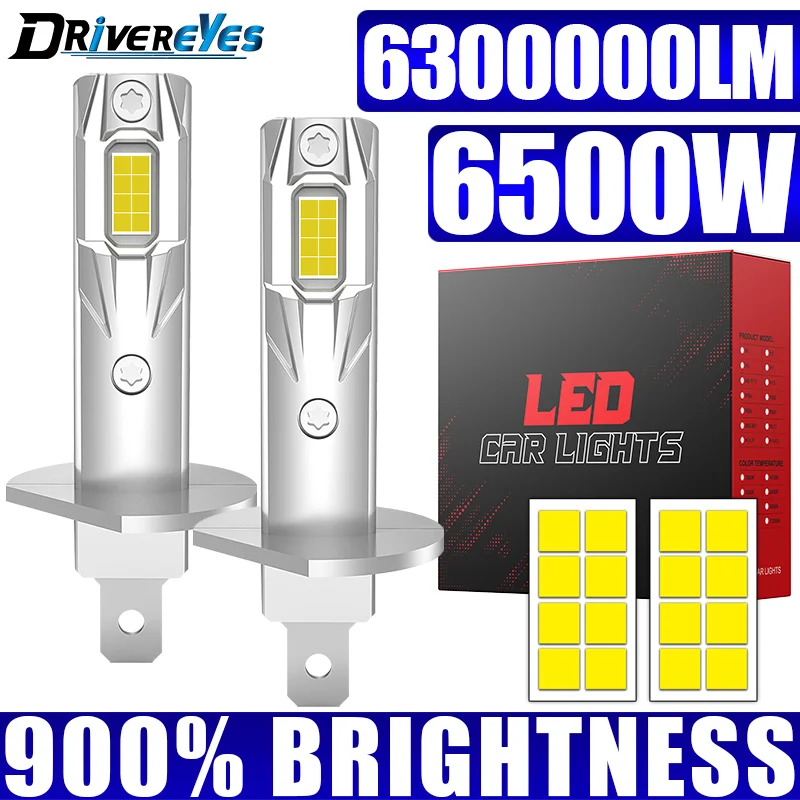 Ultra-Bright LED Headlight Bulbs - CANBUS 6500W High Power, Mini Wireless Design, 12V Plug & Play