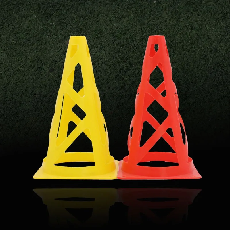 

1 Pc Football Logo Cone 23cm Hollow Anti-slip Barrier Practicing Marker PE Wear-resistant Sign Bucket Soccer Training Equipment