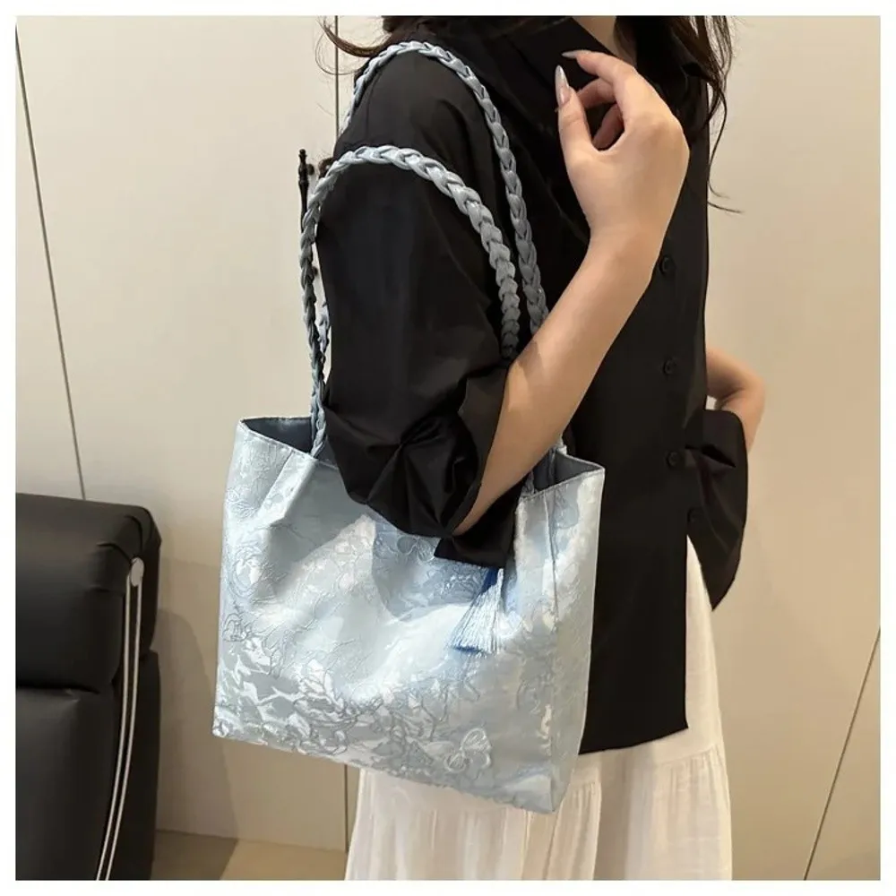 Texturierte Freizeittasche im Neuen Chinesischen Stil, Antike Schultertasche mit Großer Kapazität, Hanfu-Elemente, Vielseitige Arbeitstasche, Aufbewahrungstasche, Geschenk – Detail 16