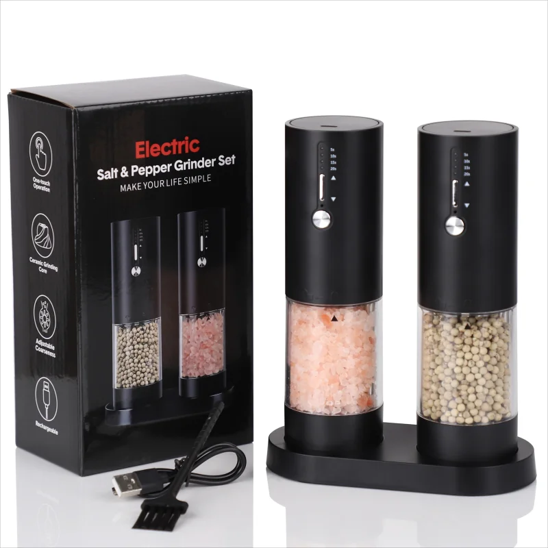 Rechargeable Electric Salt and Pepper Grinder with Adjustable Coarseness and Large Capacity