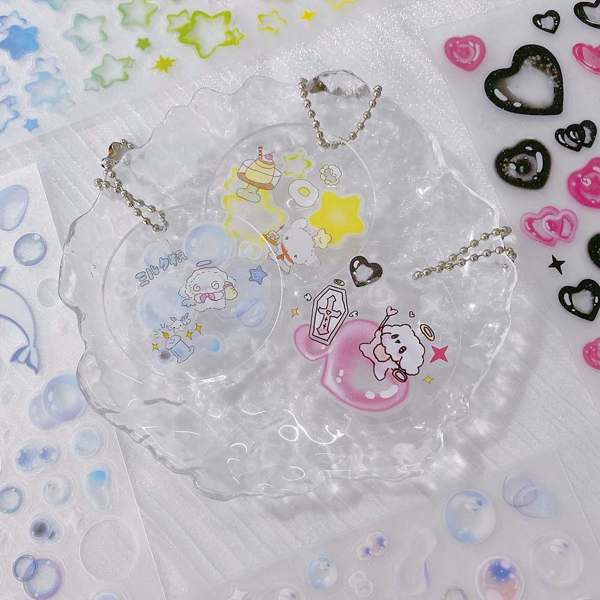 Sterne-Aufkleber Scrapbooking Schreibwaren Herz-Sticker PET Bubble Deko-Aufkleber DIY Journal Planer – Detail 3